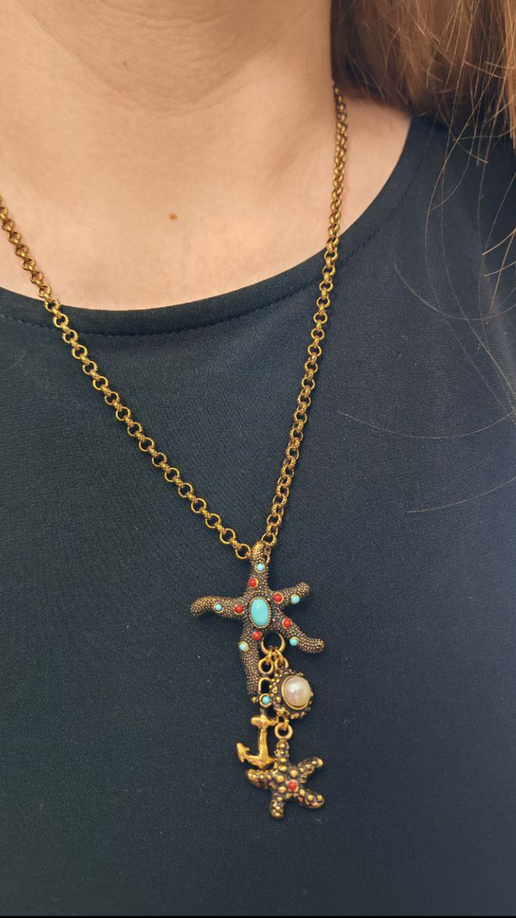 Alcozer Starfish Pendant Necklace