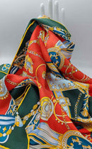 pure silk red and green scarf
