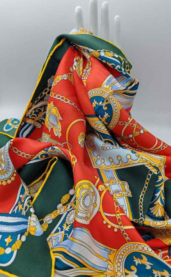 pure silk red and green scarf