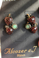 Alcozer Strawberry Earrings | Enamel | Emeralds | Swarovski-3