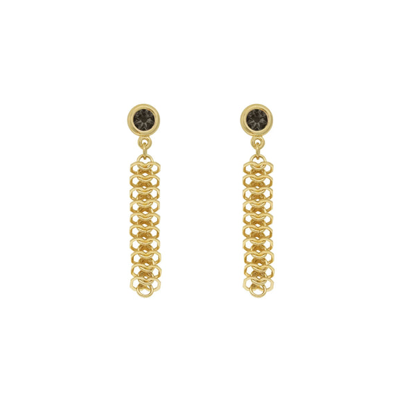 Vidda Black Crystal Chain Earrings