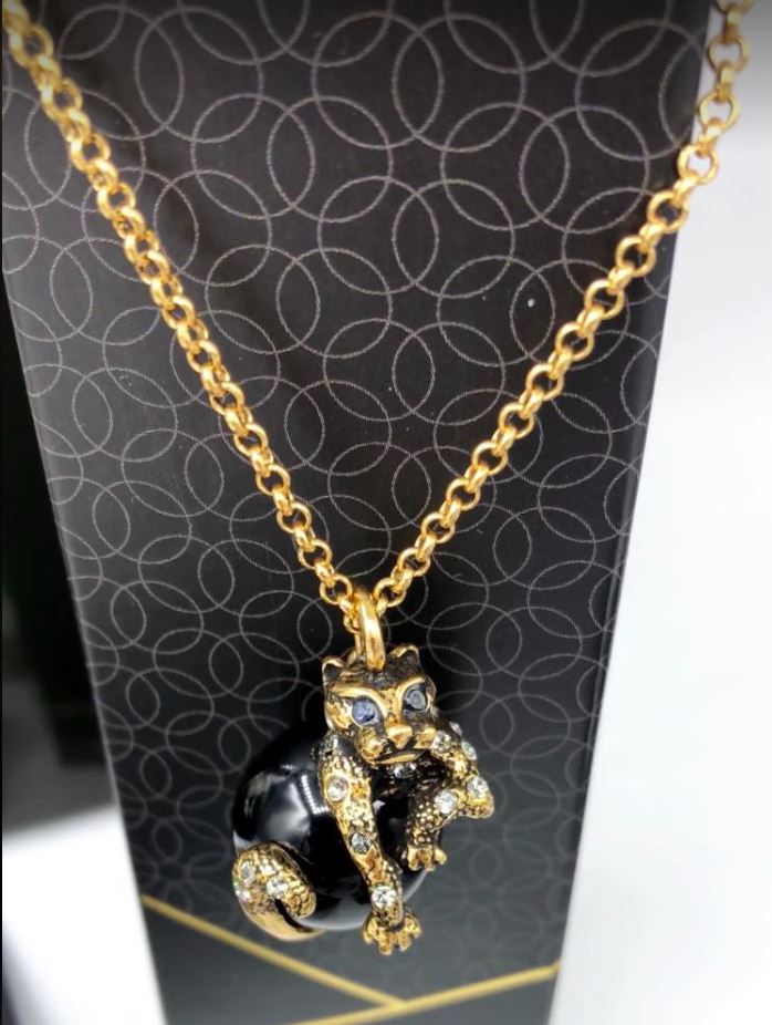 Alcozer Panther Necklace - Italian- Luxury With Onyx