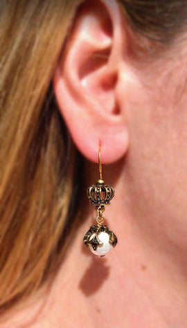 white pearl earrings