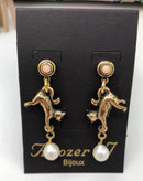 Alcozer Cat Earrings With Pearl-2