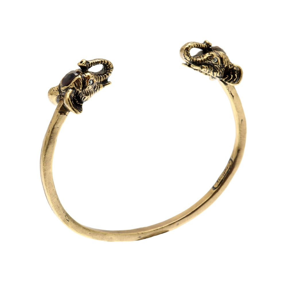 Alcozer Elephant Cuff Bracelet With Garnets - 0