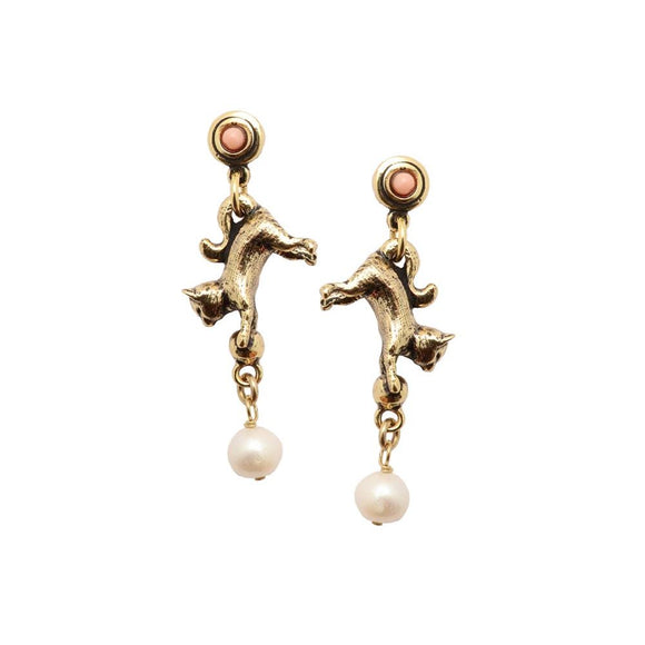 Alcozer Cat Earrings With Pearl