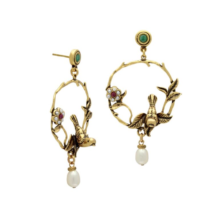 Alcozer Circle Dangle Earrings | Pearls | Nature-inspired