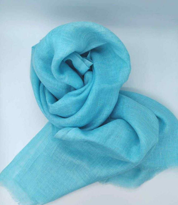 Light Blue Linen Summer Scarf