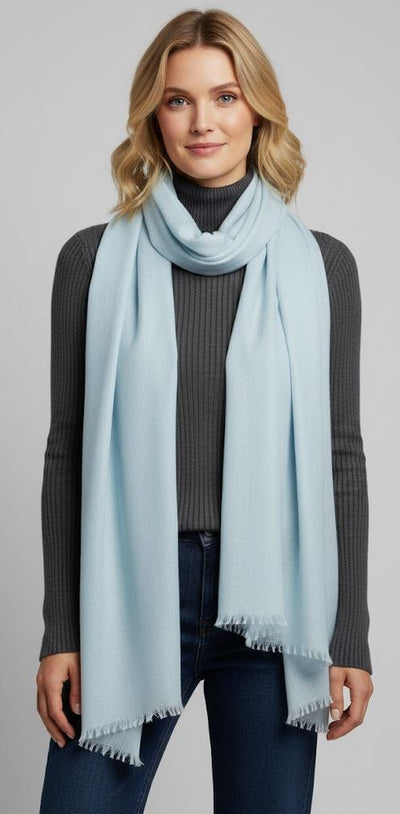 Sky Blue Modal Long Scarf - 0