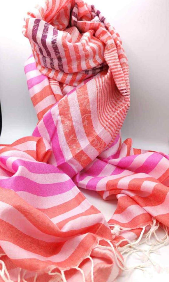 Modal Pink Striped Scarf