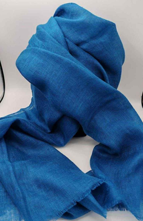 Blue Linen Scarf