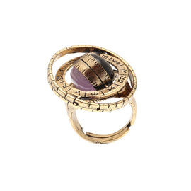 Alcozer Armillary Ring With Onyx And Amethyst - 0