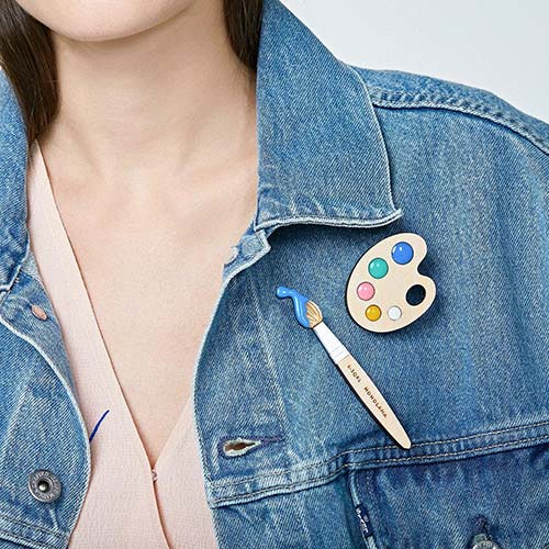 Blue Paint Brush Brooch | Plexiglass Artistry from Russia