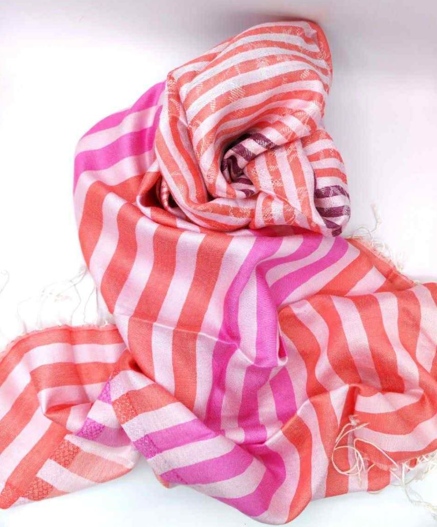 Modal Pink Striped Scarf