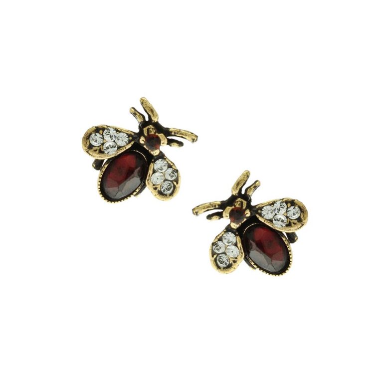 garnets small bee earrings
