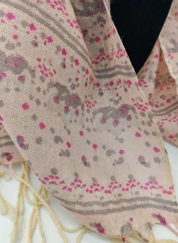 pink and grey scarf