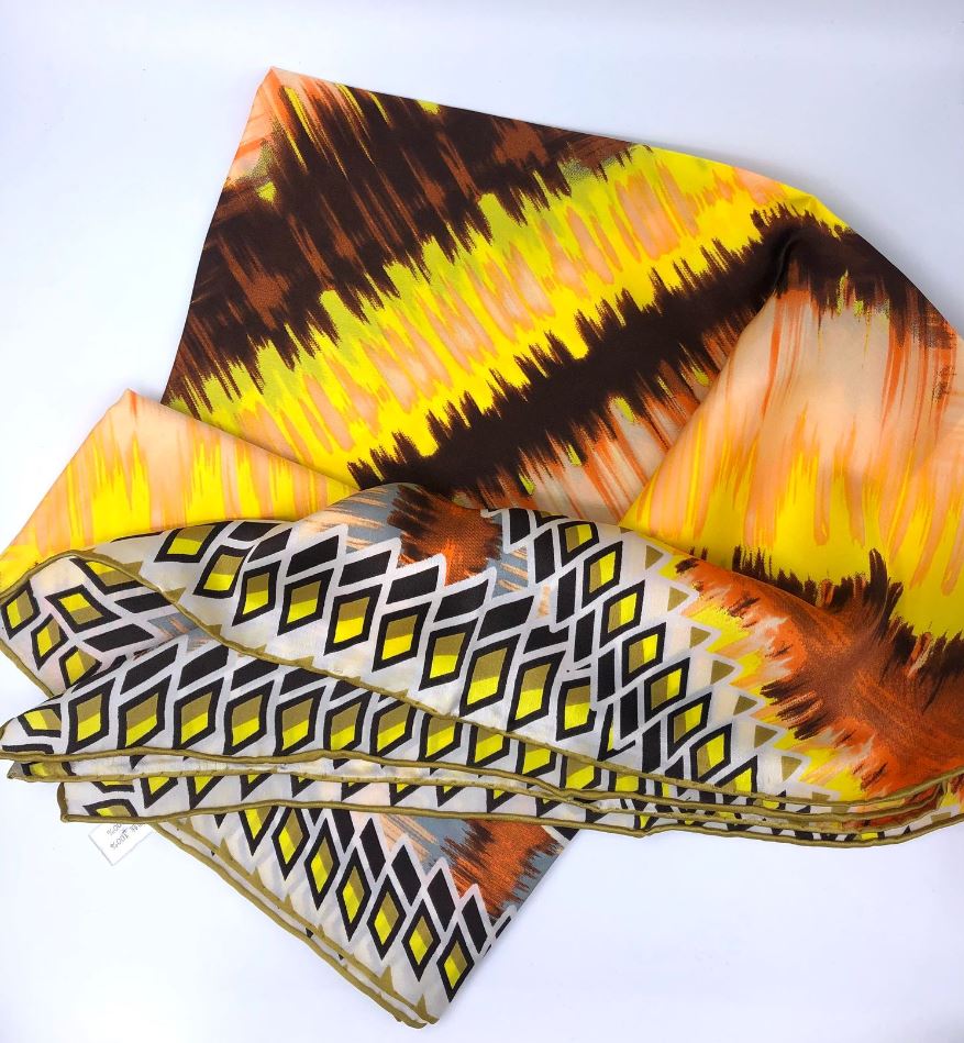 Yellow Silk Satin Square Scarf