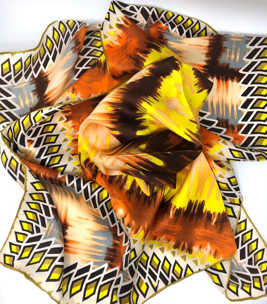 Yellow Silk Satin Square Scarf