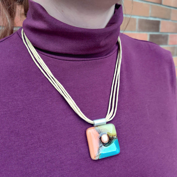 coba necklace orange yellow blue beige - JOYasForYou