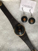 set black paris bracelet and earrings-3
