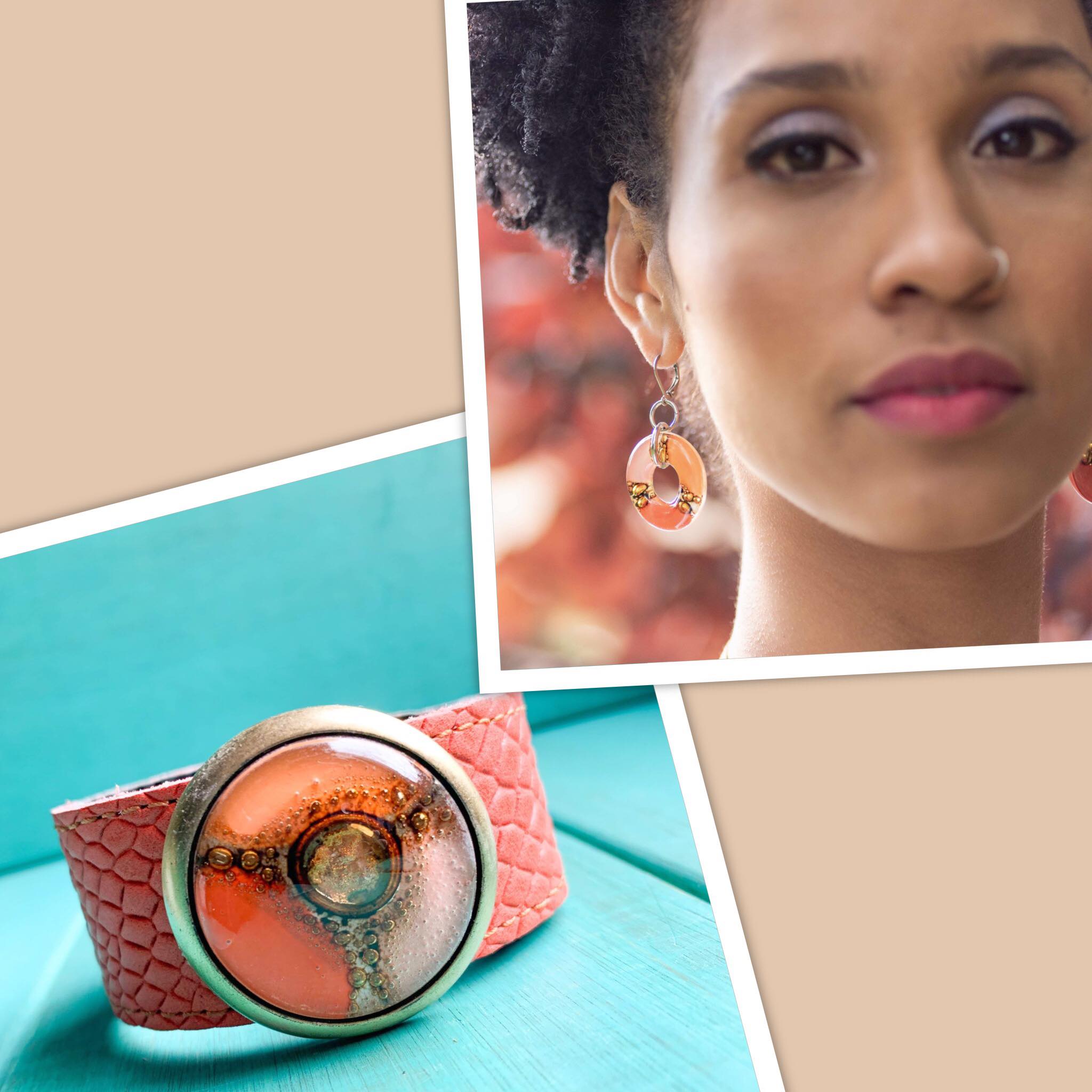 set orange blondie bracelet and earrings