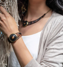 jane leather necklace black brown bronze - JOYasForYou