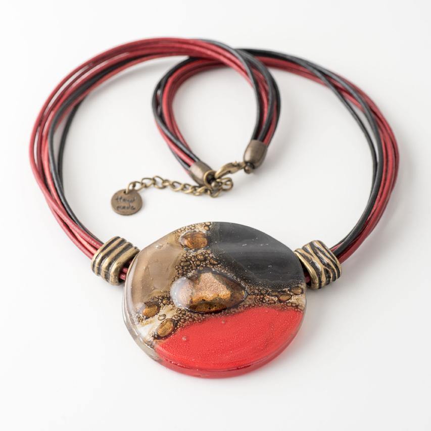 ibiza necklace red black beige - JOYasForYou