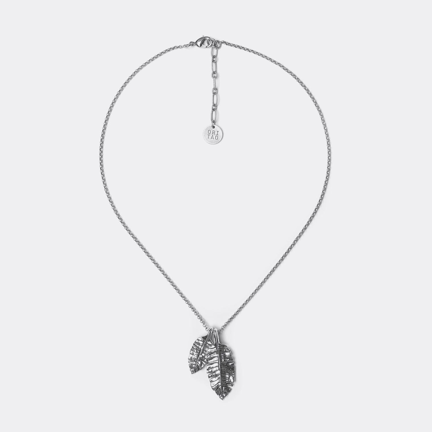 Ori Tao Vol au Vent 2 Leaf Pendant - French Brass Necklace