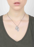 Ori Tao Vol au Vent 2 Leaf Pendant - French Brass Necklace-2