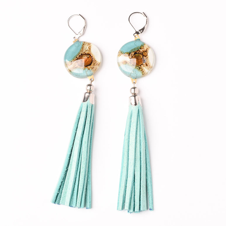 Cristalida Praga Earrings, leather fringe earrings