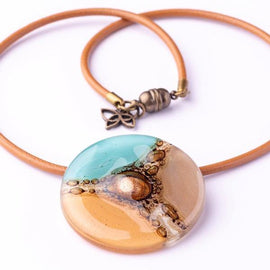 mallorca necklace beige aqua - JOYasForYou