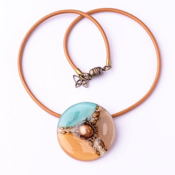 mallorca necklace beige aqua - JOYasForYou