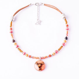 chic chocker necklace pink orange - JOYasForYou