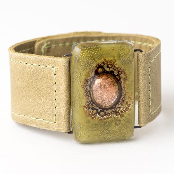 3 cm leather bracelet green - JOYasForYou