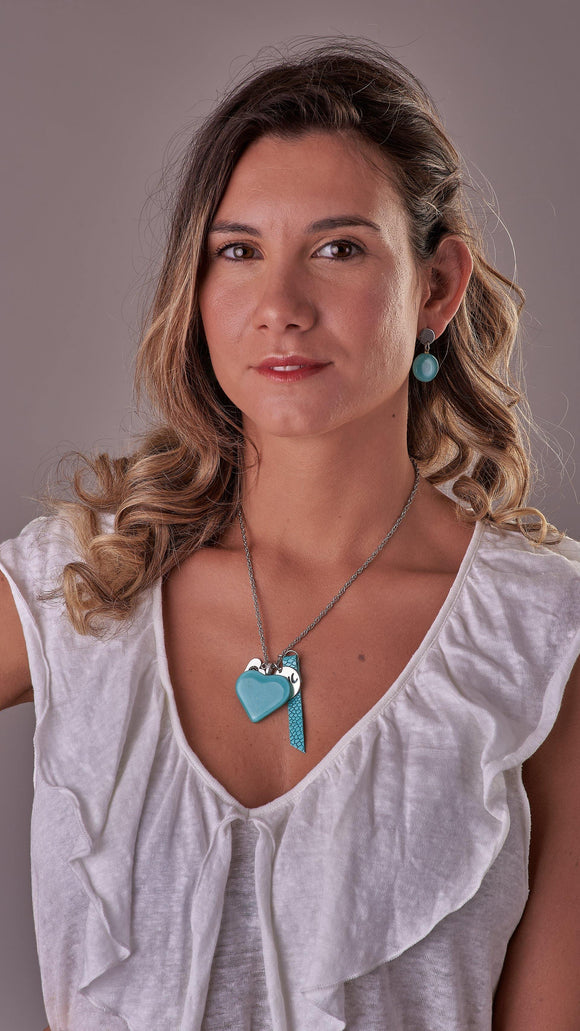 amour necklace aqua with heart pendant - JOYasForYou