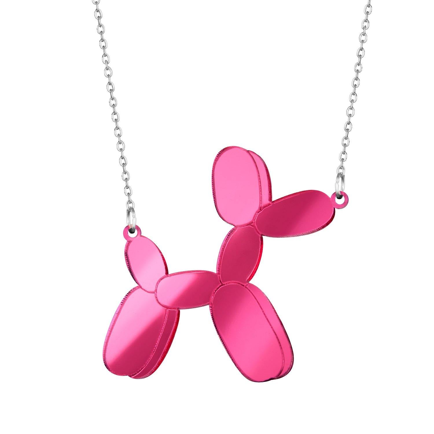 balloon dog necklace pink - JOYasForYou