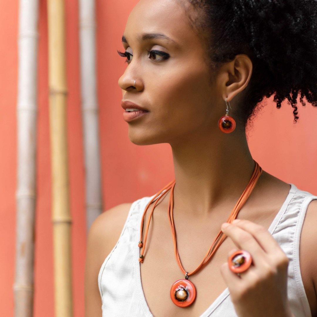 annie necklace bright orange adjustable length - JOYasForYou