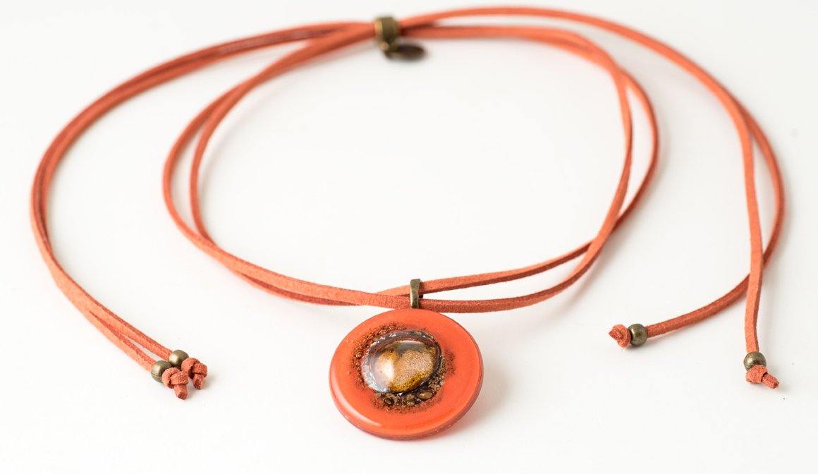 annie necklace bright orange adjustable length - JOYasForYou