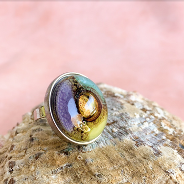 Cristalida Large Open Ring / Purple, Yellow, Aqua Blue
