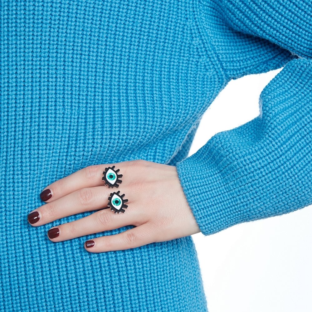 Blue Eyes Ring | Captivating Plexiglass Accessory from Russia