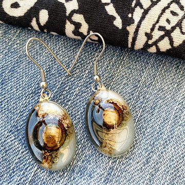 basic oval earrings grey white black - JOYasForYou