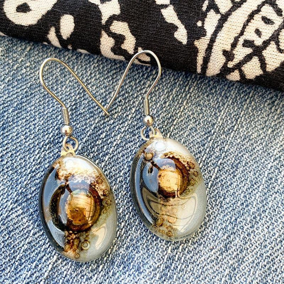 basic oval earrings grey white black - JOYasForYou