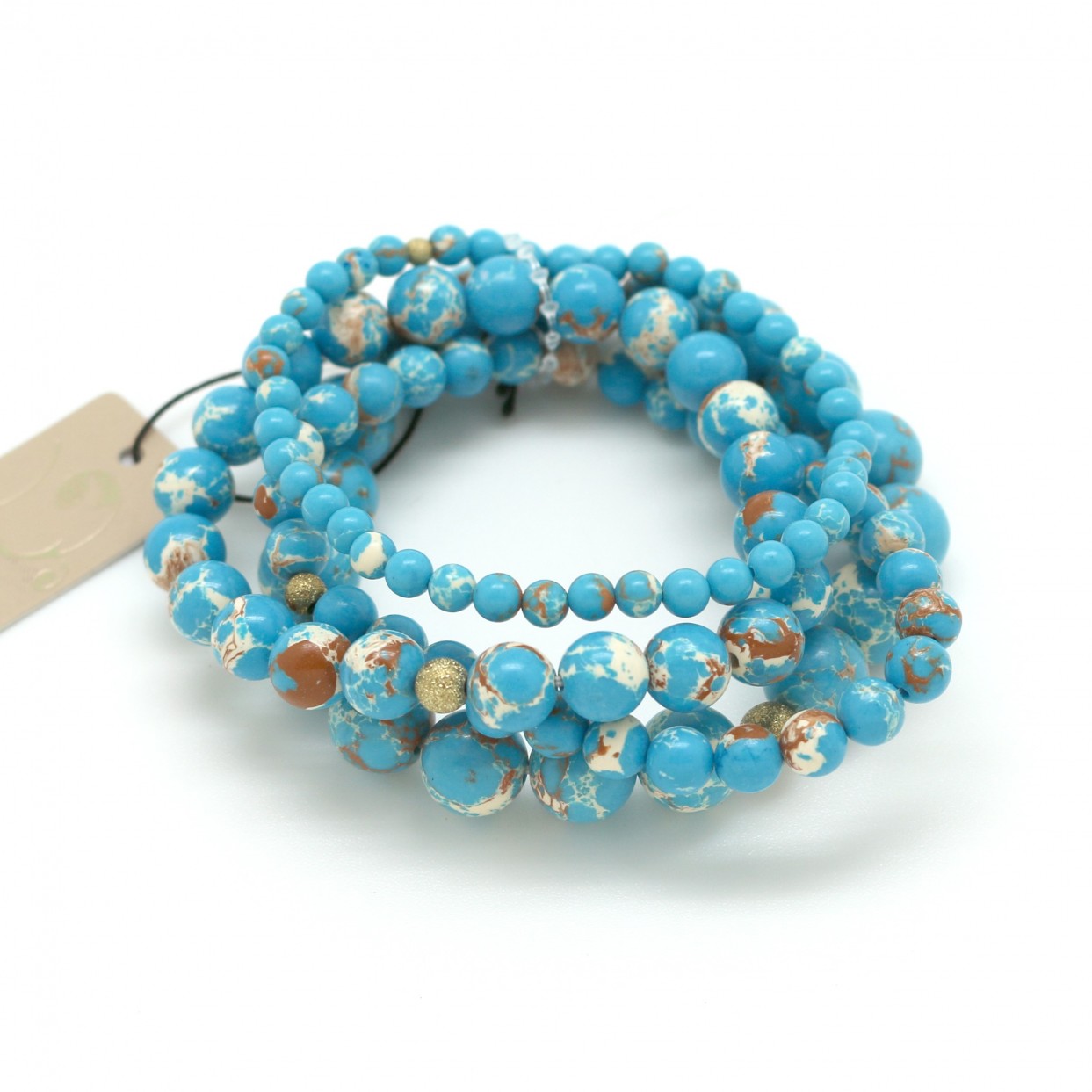 Moon C Light Blue Jasper Stretch Bracelet