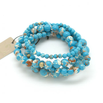 Moon C Light Blue Jasper Stretch Bracelet