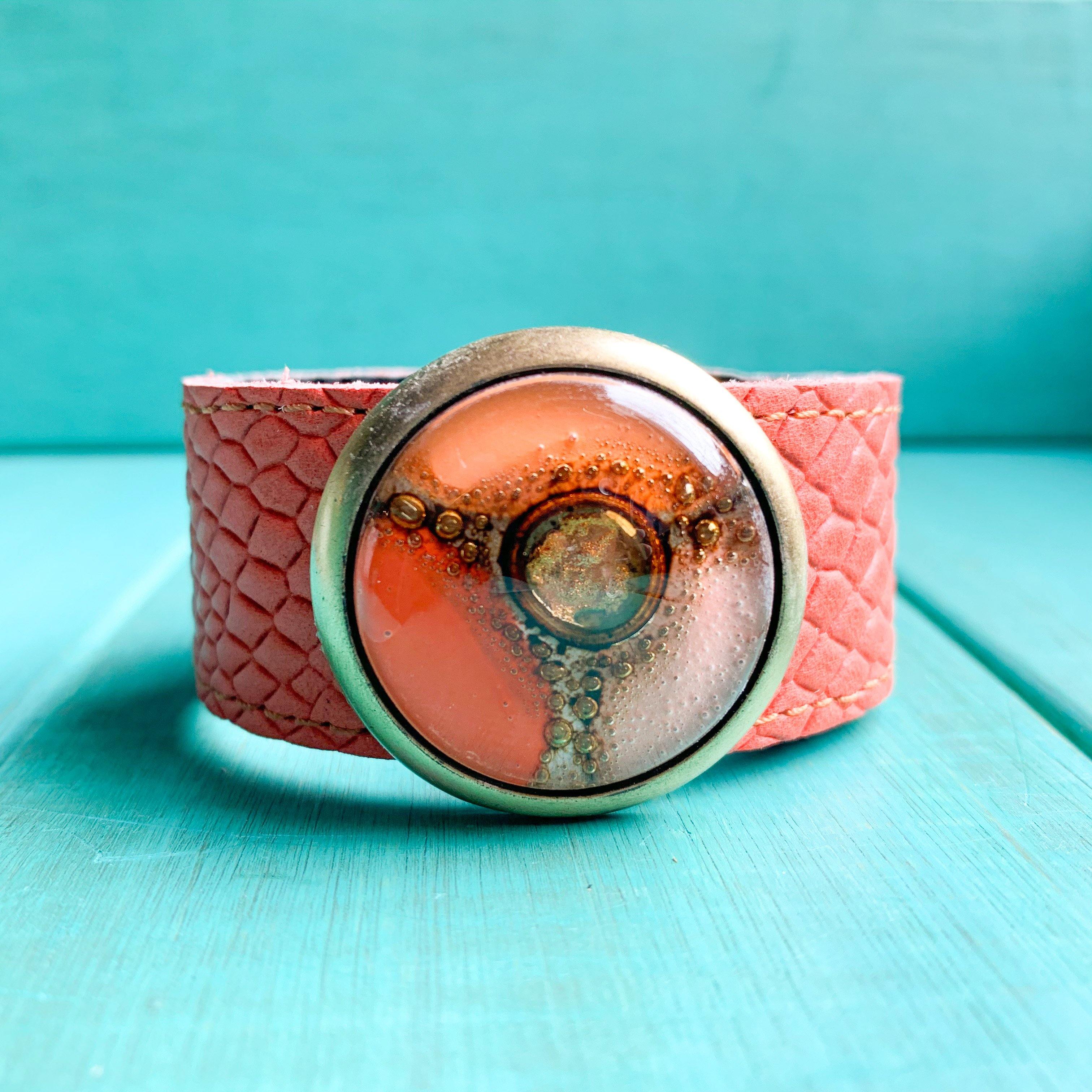 bright orange leather bracelet