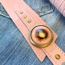 Cristalida Women`s Leather Wrap Bracelet / Adjustable / Light Pink / Width 1.6 Inches / Bonaire - JOYasForYou