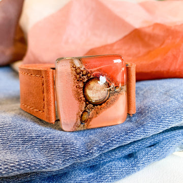 Cristalida Fashion Leather Bracelet For Women, Bright Orange / Pink / Red, Cartagena - JOYasForYou