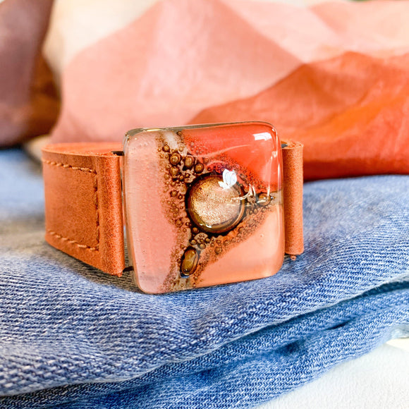 Cristalida Fashion Leather Bracelet For Women, Bright Orange / Pink / Red, Cartagena - JOYasForYou