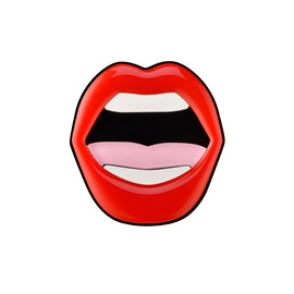 Open Mouth Red Pin Brooch | Bold Plexiglass Accessory from Russia