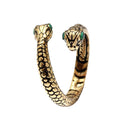 Alcozer Open Snake Ring with Emeralds | Adjustable Size-2